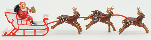 Dollhouse Miniature Santa Sleigh with Reindeer